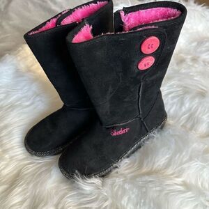 Skechers black/pink youth girl boots